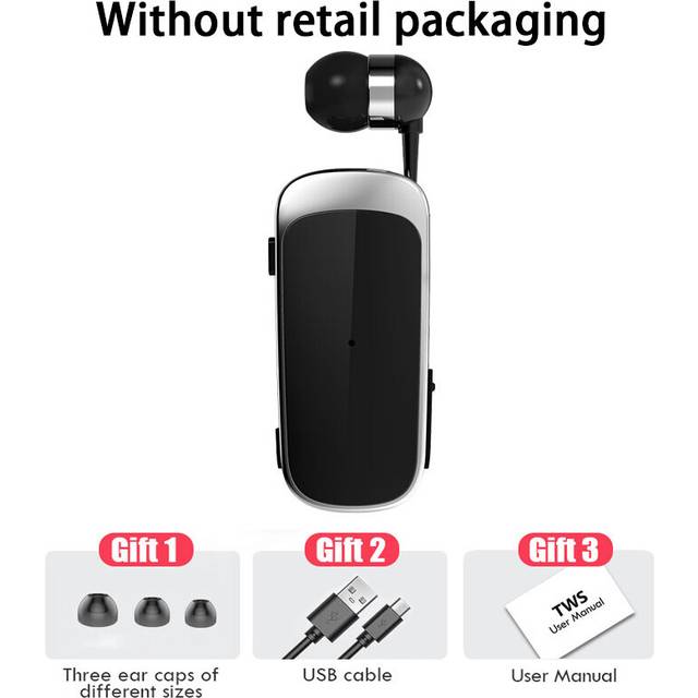 (a-Silver1) Earphone Bluetooth-compatible Lotus with Wire Wireless Clip on Headset Earphones Handsfree Earbuds headphones in lotus PK F920