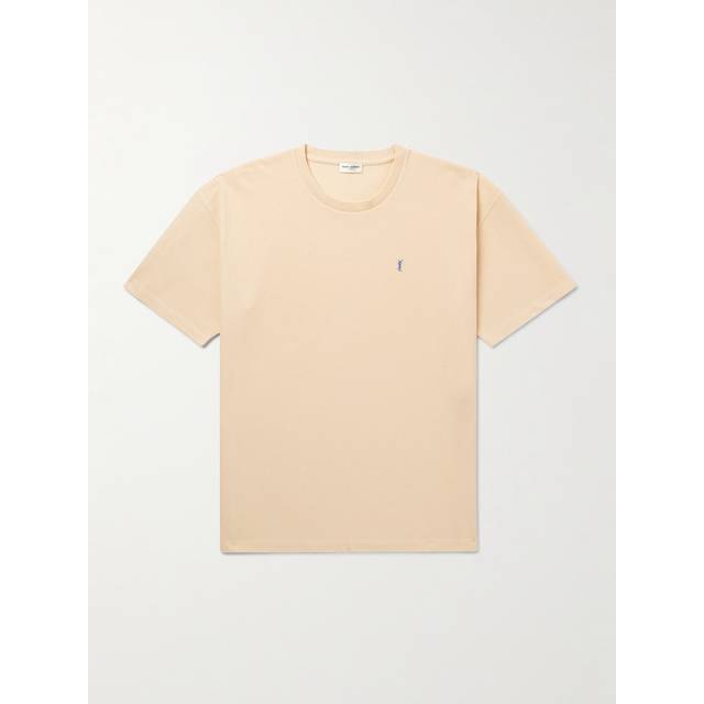 SAINT LAURENT - Logo-Embroidered Cotton-Piqué T-Shirt - Men - Yellow - S