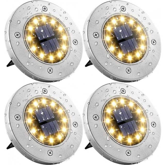 4 Pcs Solar Garden Lights 12 Leds Outside Solar Lights Warm White