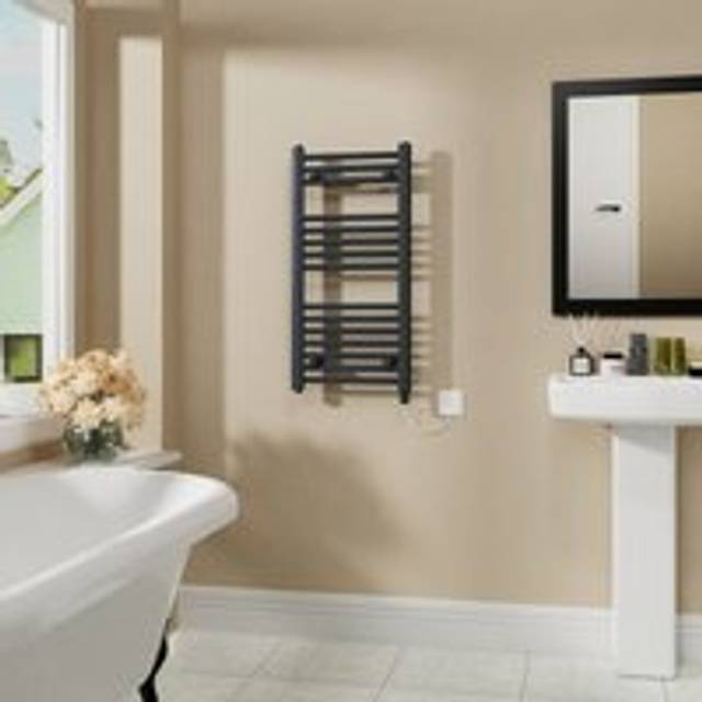 Warmehaus - Electric Bathroom Radiator Straight Anthracite 800x400mm 400W