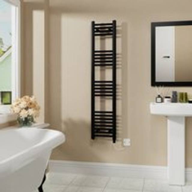 Warmehaus - Electric Bathroom Radiator Straight Black 1400x300mm 800W