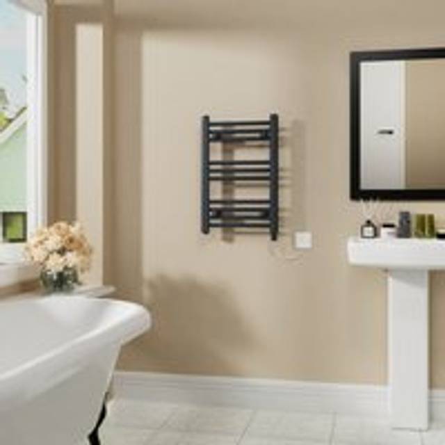 Warmehaus - Electric Bathroom Radiator Straight Anthracite 600x400mm 200W