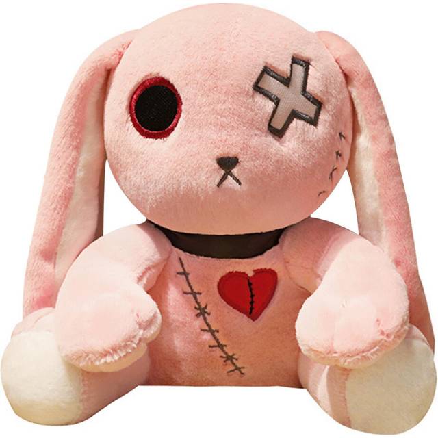 (Pink) Creepy Bunny Plush Toy Dark Series Rabbit Doll Stuffed Gothic Halloween Gifts