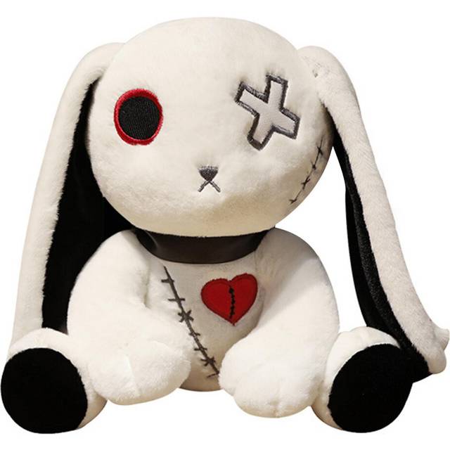 (White) Creepy Bunny Plush Toy Dark Series Rabbit Doll Stuffed Gothic Halloween Gifts