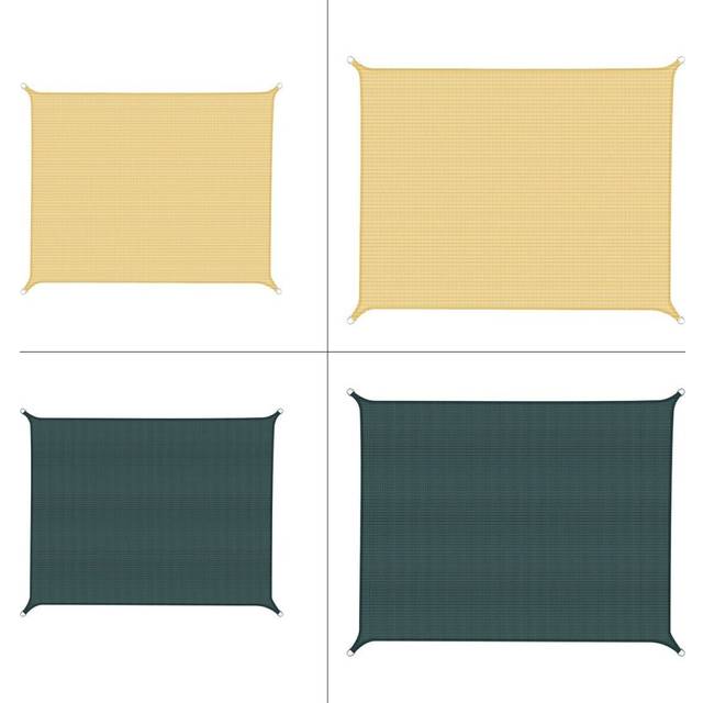 (Dark Green, 2.45*3.05m) Rectangular Sun Shade Sail Waterproof UV-proof Shade Net Garden Swimming Pool