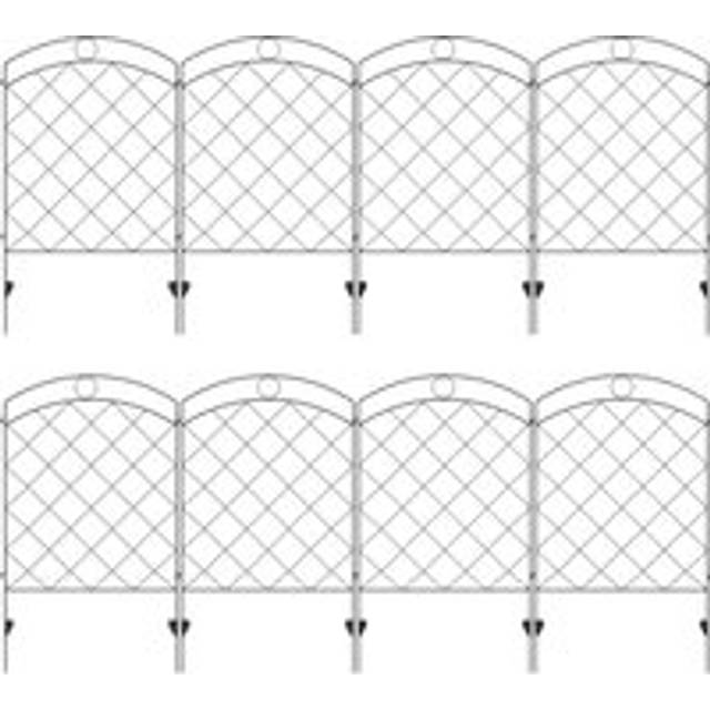 Outsunny Decorative Garden Fencing, 43in X 11.4ft Outdoor Picket Fence Panels, 8pcs Rustproof Steel Wire Landscape Flower Bed Border Edging