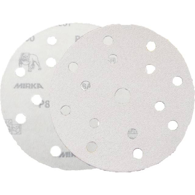 "Mirka White Basecut Velcro 150mm Sanding Discs - 50 Sheets 6"" Abrasive P180 Grit"