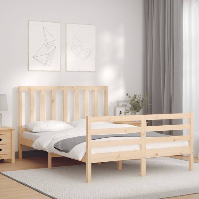 Sängram utan madrass 140x190 cm massiv furu