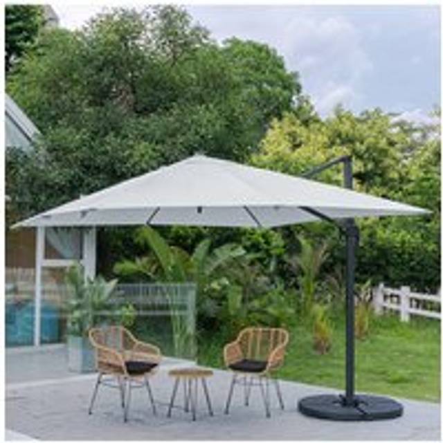 Large Square Canopy Rotating Outdoor Cantilever Parasol with Fillable Base - Light Grey - One Size