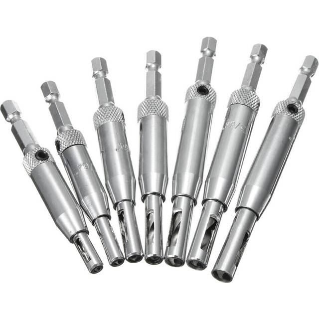 Drillpro 7pcs HSS Self Centering Hinge Drill Bit Door Window Cabinet Woodworking Hole Puncher