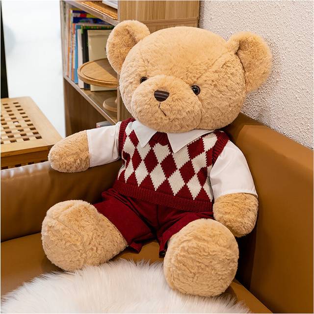 (Boy, 45cm/17.72in) Couple Sweater Teddy Bear Doll Filling Plush Toy Birthday Gift Cute Girl Home