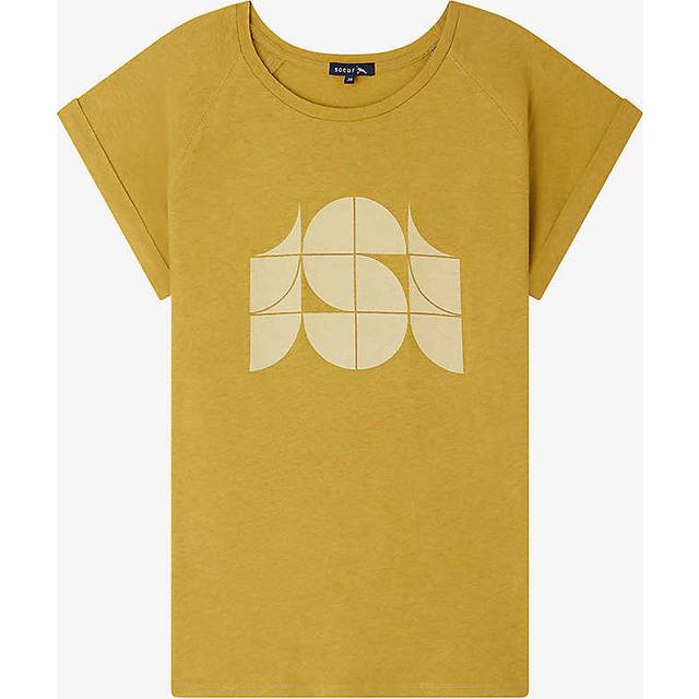 Soeur Womens Bronze Valentina Screen-print Cotton-blend T-shirt 8 - BRONZE