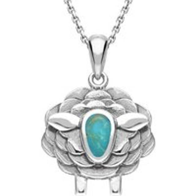 9ct White Gold Turquoise Sheep Necklace