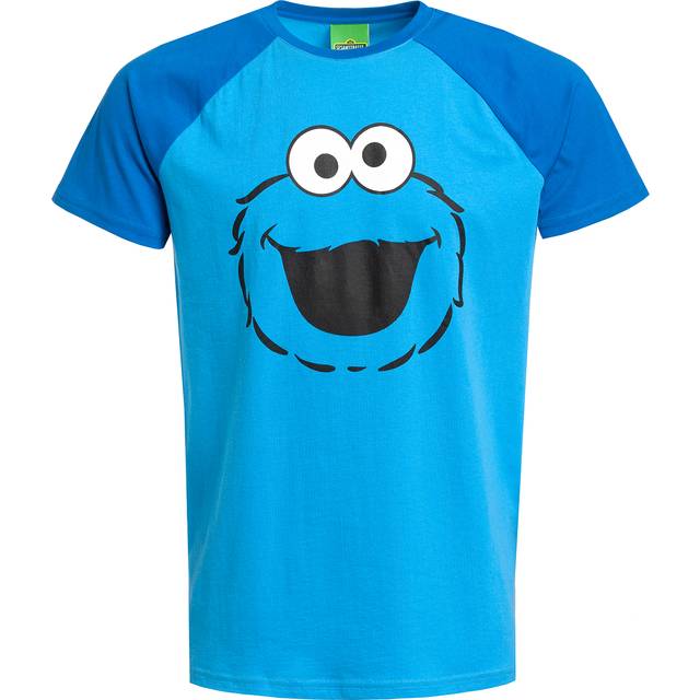 Sesame Street T-Shirt - Cookie Monster Face - M - for Men - blue