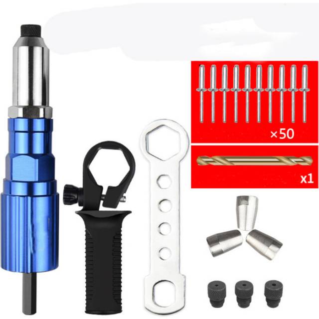 (D:ÂRivet Nut Attachment +4.2mm drill bits + 50pcs Pull Studs) Upgrade Electric Rivet Nut Attachment Cordless Riveting Drill Adapter Riveting Tool
