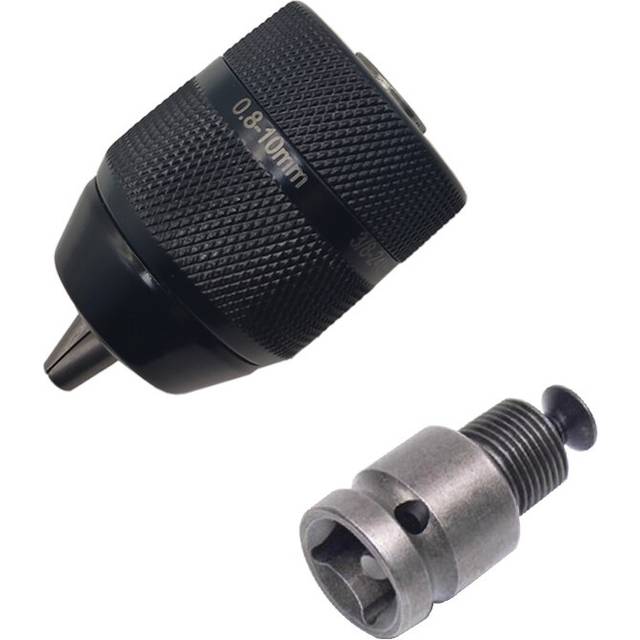 (D:ÂDrill ChuckÂ+ÂSquare Adapter) 0.8-10mm 3-Jaw 3/8-24UNF Drill Chuck Quick Change Adapter SDS-Plus Shank 1/4 Inch Hex Square for Rotary Hammer Dr
