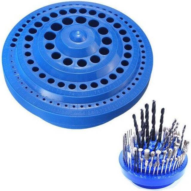 100 Holes Drill Bit Storage Case Multifunctional Plastic Round Shape Drill Bit Display Box Blue