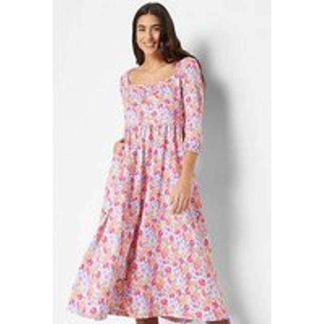 bonprix Floral Midi Dress - Bright Pink
