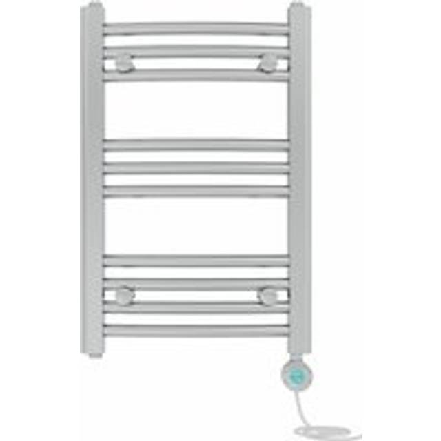 NRG - Pre-filled Electric Curved Heated Towel Rail Radiator Thermostatic 600x400mm Chrome