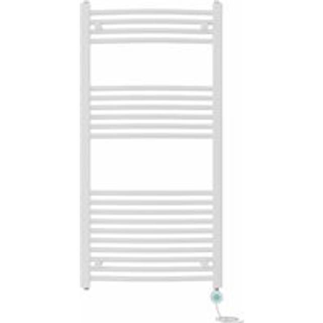 NRG - Pre-filled Electric Curved Heated Towel Rail Radiator Thermostatic 1200x600mm White