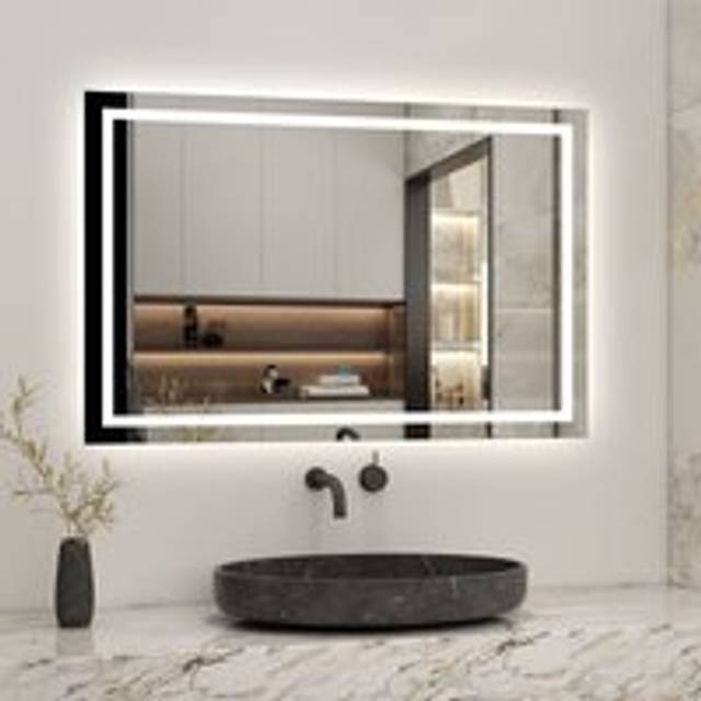 Acezanble - 1000x700mm Large Bathroom Mirrors with led Lights Illuminated Backlit Wall Mount Light Up Mirror Dimmable Switch Horizontal/Vertical