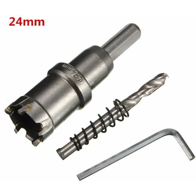 (24mm) 15mm - 24mm Carbide Tip Metal Cutter Hole Saw with Wrench/ Twist Drill Bit