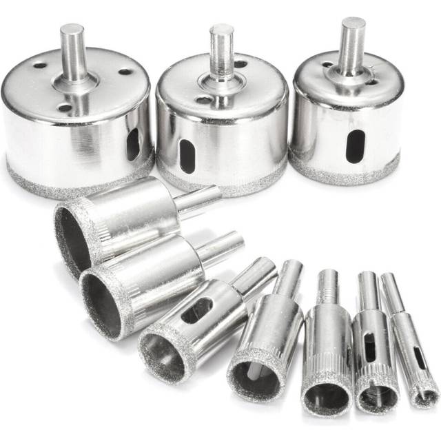 10pcs Diamond Hole Saw Set Tile Ceramic Glass Porcelain Marble 8mm-50mm Drill Bit
