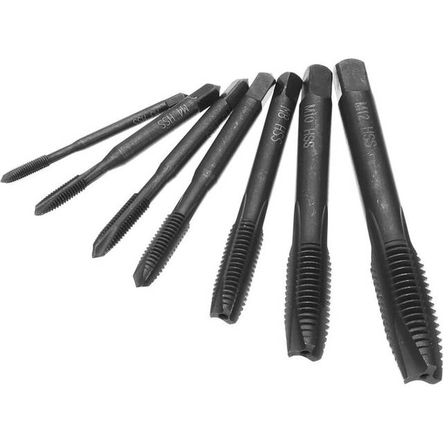 7pcs M3-M12 HSS Nitriding Coated Screw Thread Tap Set Machine Thread Tap Drill