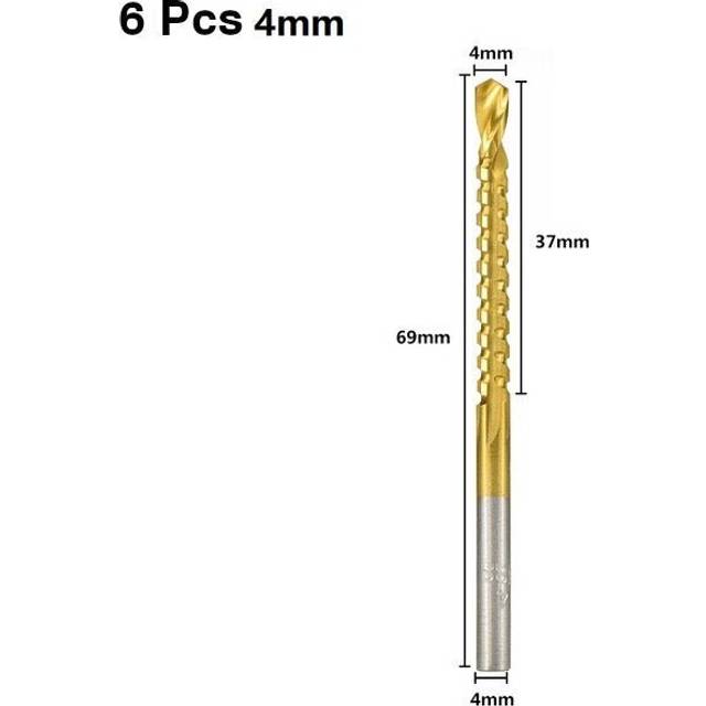 (4mm) 6pcs 3-8mm HSS Drill Bit Titanium Plating Coated Hole Saw Drill Bit Set Wood Hole Cutter Core Drill