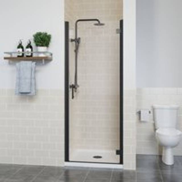 Frameless Hinged Shower Door Enclosure Glass Screen Walk In Cubicle Black 800mm