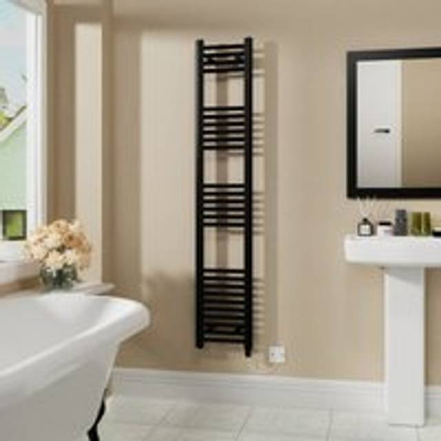 Warmehaus - Electric Bathroom Radiator Straight Black 1600x300mm 800W