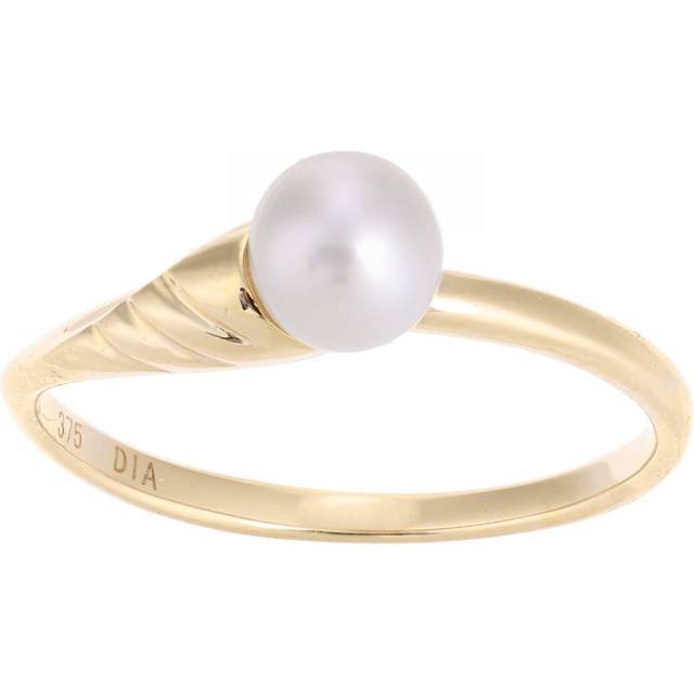 Diamant L'Eternel Womens 9ct Yellow Gold with White Cultured pearl Ring - Size M