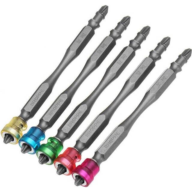 5pcs 100mm Magnetic PH2 Screwdriver Bits ABS Ring 1/4 Inch Hex Shank Drywall Screwdriver