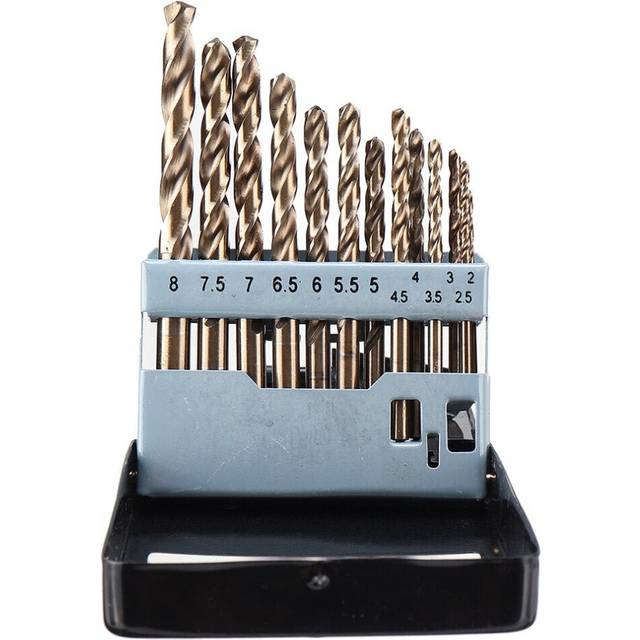 13Pcs M35 Cobalt Drill Bit Set 2-8mm HSS-Co Jobber Length Twist Drill Bits with Metal Case for Stainless Steel Wood Metal Drilling