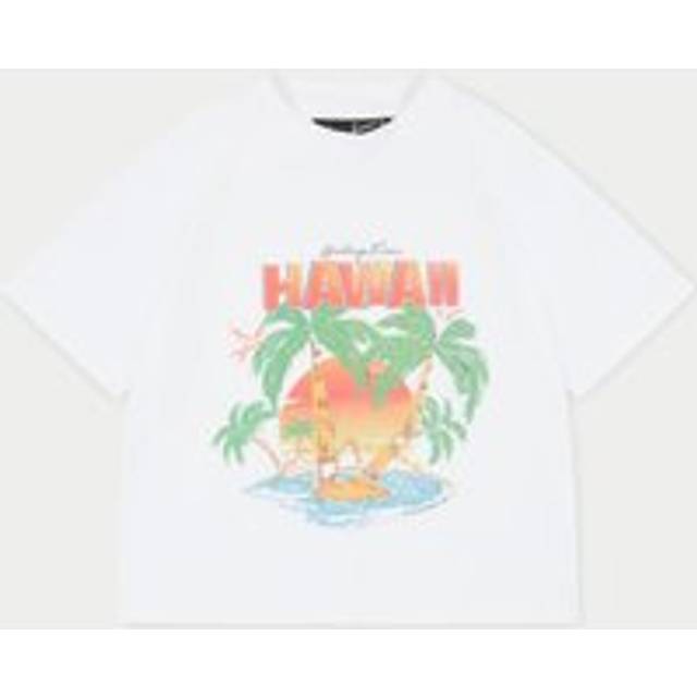 Hawaiian Print Cropped t-Shirt - White