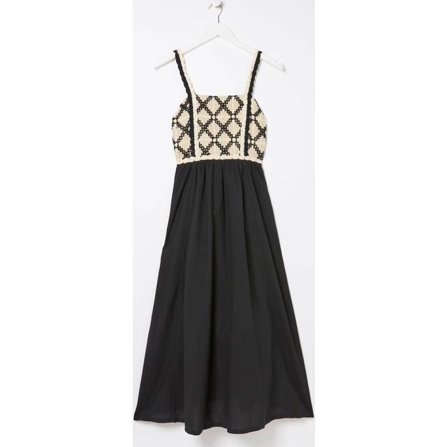 FatFace Clea Crochet Strappy Beach Dress - Black, Black, Size 6, Women