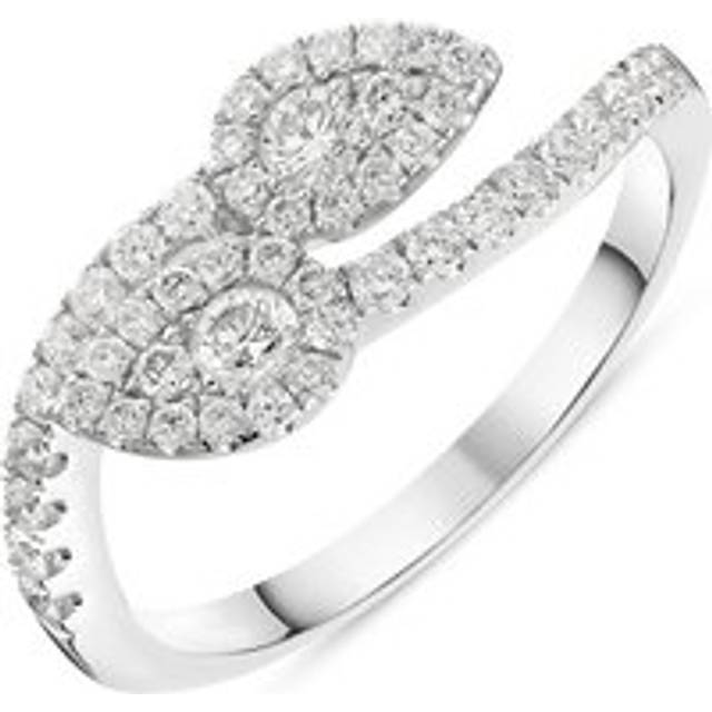 18ct White Gold 0.59ct Diamond Twist Leaf Ring D - O