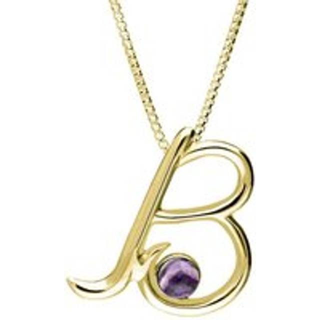 9ct Yellow Gold Blue John Love Letters Initial B Necklace - Yellow Gold