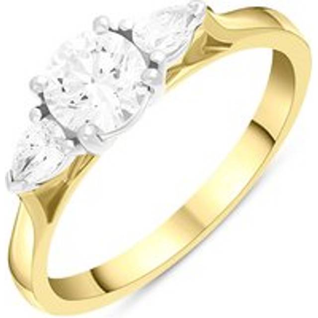 18ct Yellow Gold 0.82ct Diamond Pear Cut Three Stone Ring - Yellow Gold