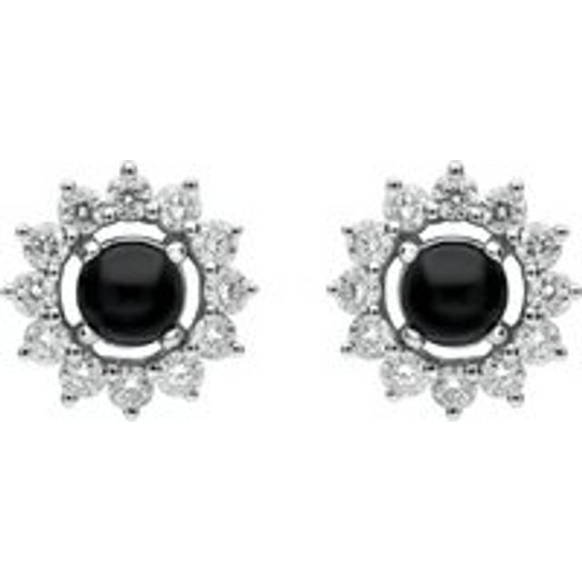 18ct White Gold Whitby Jet 0.65ct Diamond Round 2 in 1 Stud Earrings