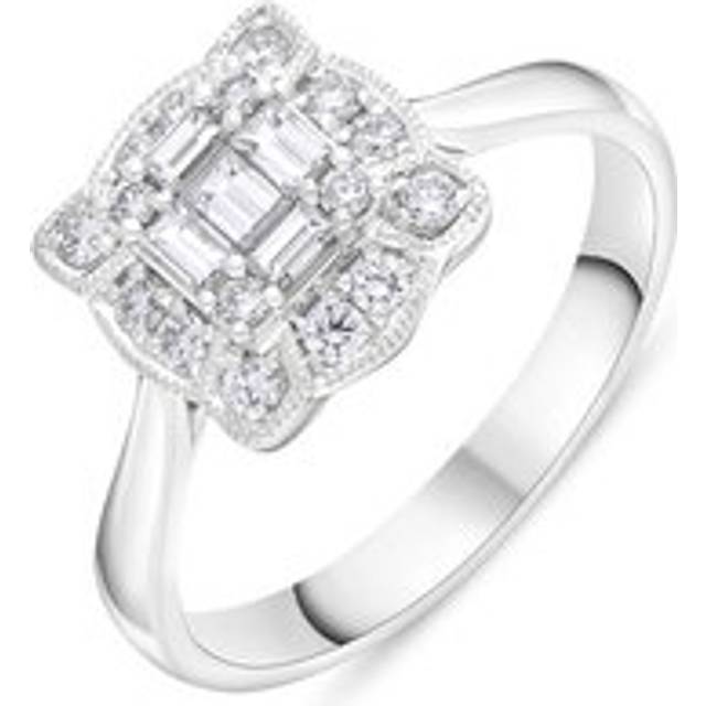 18ct White Gold 0.46ct Diamond Mixed Cut Vintage Style Cluster Ring