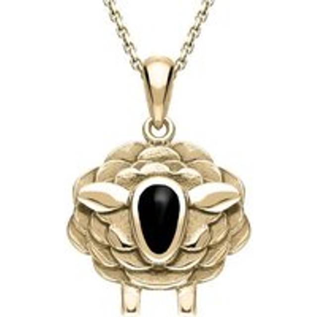 9ct Yellow Gold Whitby Jet Sheep Necklace