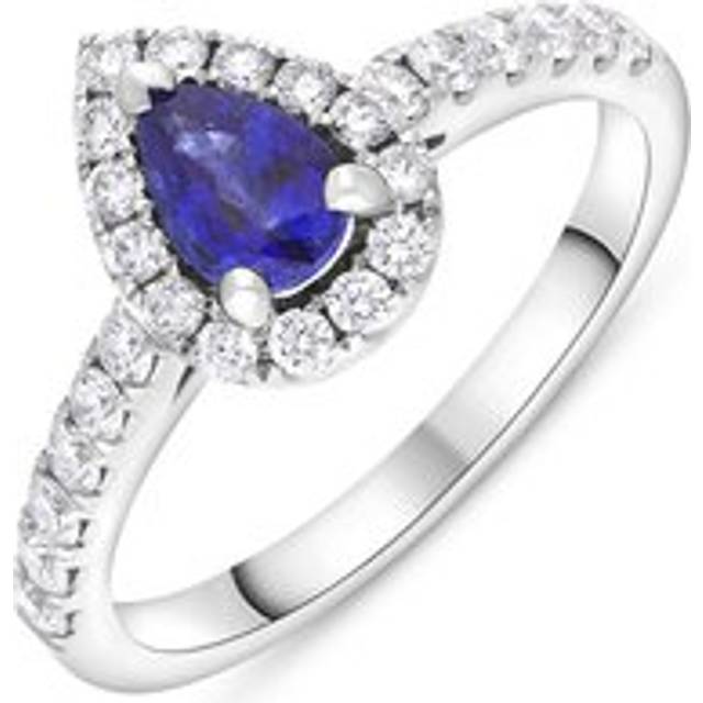 18ct White Gold Sapphire Diamond Pear Cut Cluster Ring - K