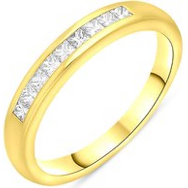 18ct Yellow Gold 0.35ct Diamond Princess Cut Channel Set Wedding Half Eternity Ring
