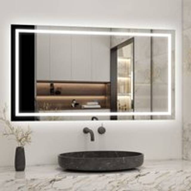 1600x800mm Large Bathroom Mirrors with led Lights Illuminated Backlit Wall Mount Light Up Mirror Dimmable Switch Horizontal/Vertical Heated Pad