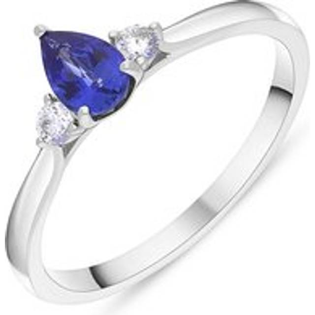 18ct White Gold Sapphire Diamond Pear Cut Three Stone Ring