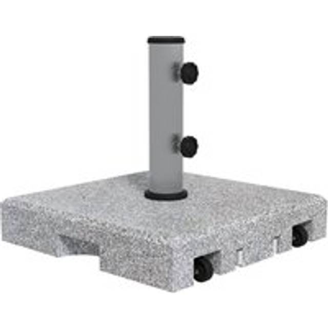 Outsunny 28kg Heavy Duty Granite Parasol Base With Wheels - Retractable Handle | TJ Hughes
