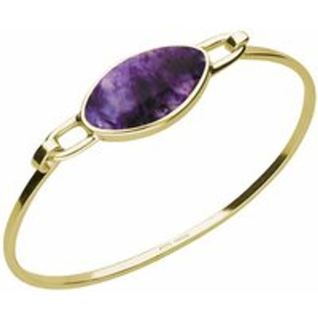 9ct Yellow Gold Blue John Oval Slim Bangle - Yellow Gold