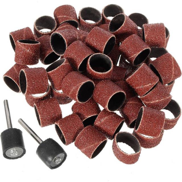 (320#) 100Pcs 80-600 Grit Sanding Sandpaper Sleeves with 2 Sanding Drum Mandrels Fit Dremel Rotary Tools