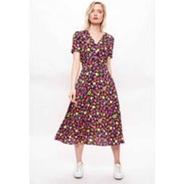 Louche Avril Summer Bloom Print Short Sleeve Midi Tea Dress